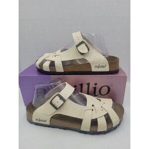 Papillio Birkenstock Pisa Sandals Womens 39 8.5 Narrow White Beige Comfort Cork
